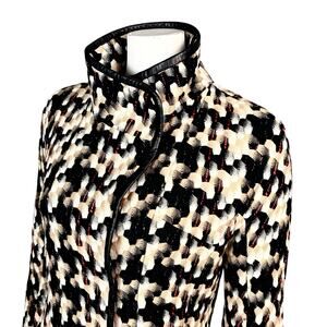 Liliu Jacket blazer Size 6 tweed plaid houndstooth high neck retro old money